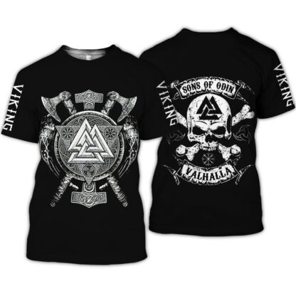 Viking Symbol Printed T-Shirt Short-Sleeved T-Shirt - Image 9