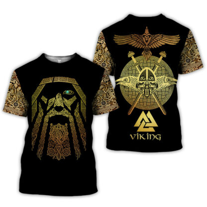 Viking Symbol Printed T-Shirt Short-Sleeved T-Shirt - Image 4