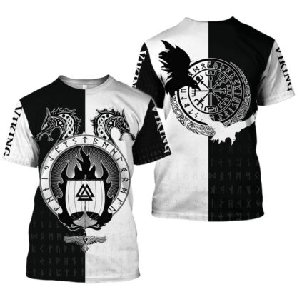 Viking Symbol Printed T-Shirt Short-Sleeved T-Shirt - Image 2